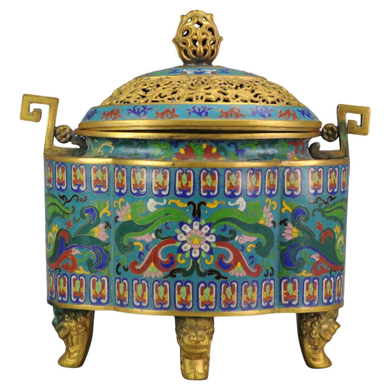 Large Chinese Incense Burner Bronze or Copper Straits SE Asia, 20th Century