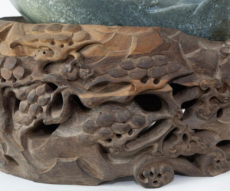 Large Chinese Jade Boulder Double Sided Carving For Sale at 1stDibs