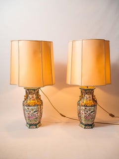 Large Chinese lamps. Hand painted. Marked