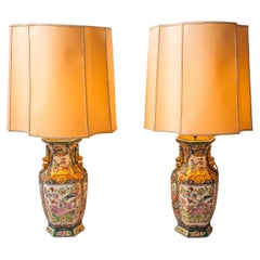Large Chinese lamps. Hand painted. Marked