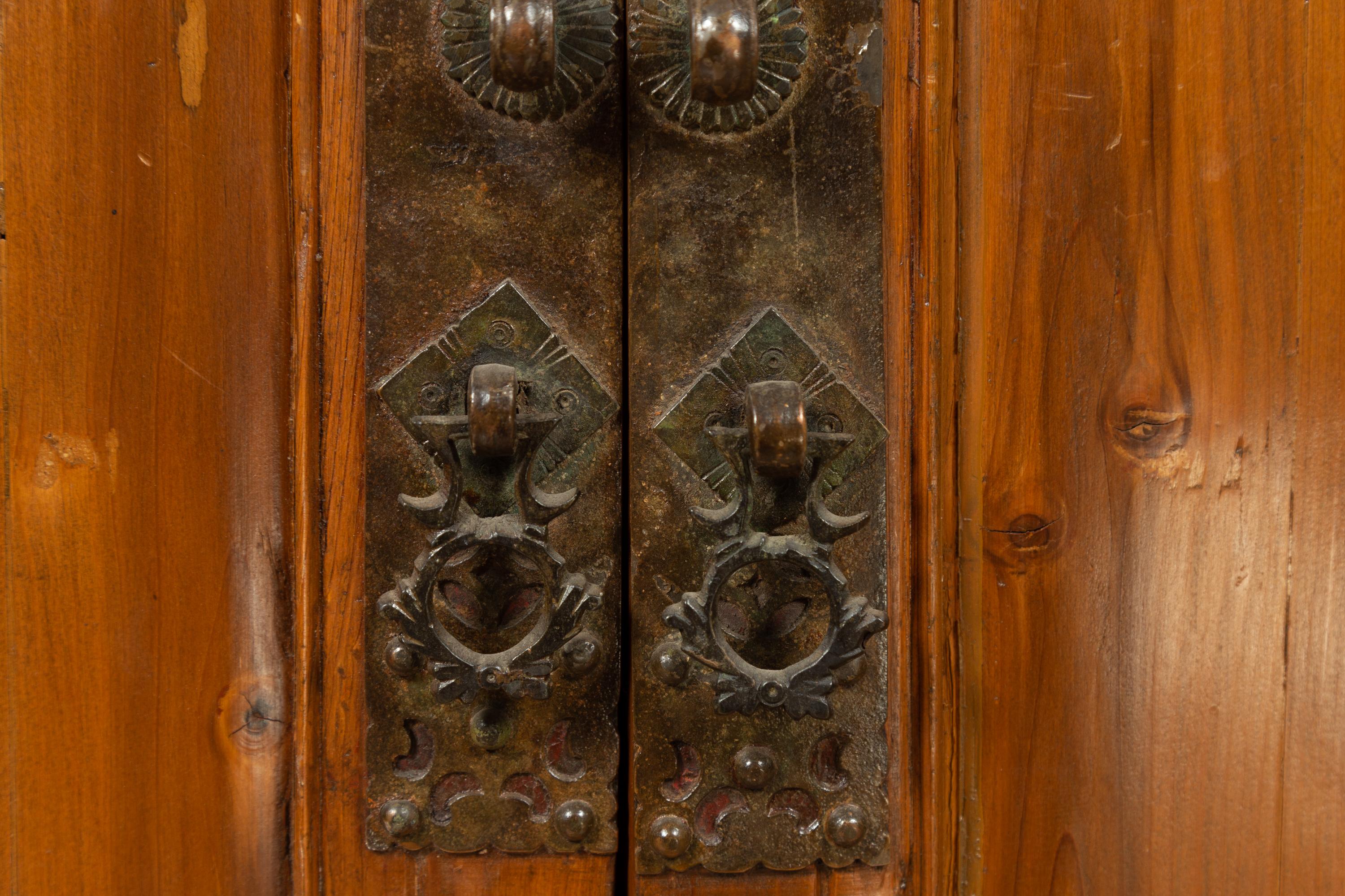 Large Chinese Qing Dynasty Style Wooden Cabinet with Paneled Doors and Drawers For Sale 6