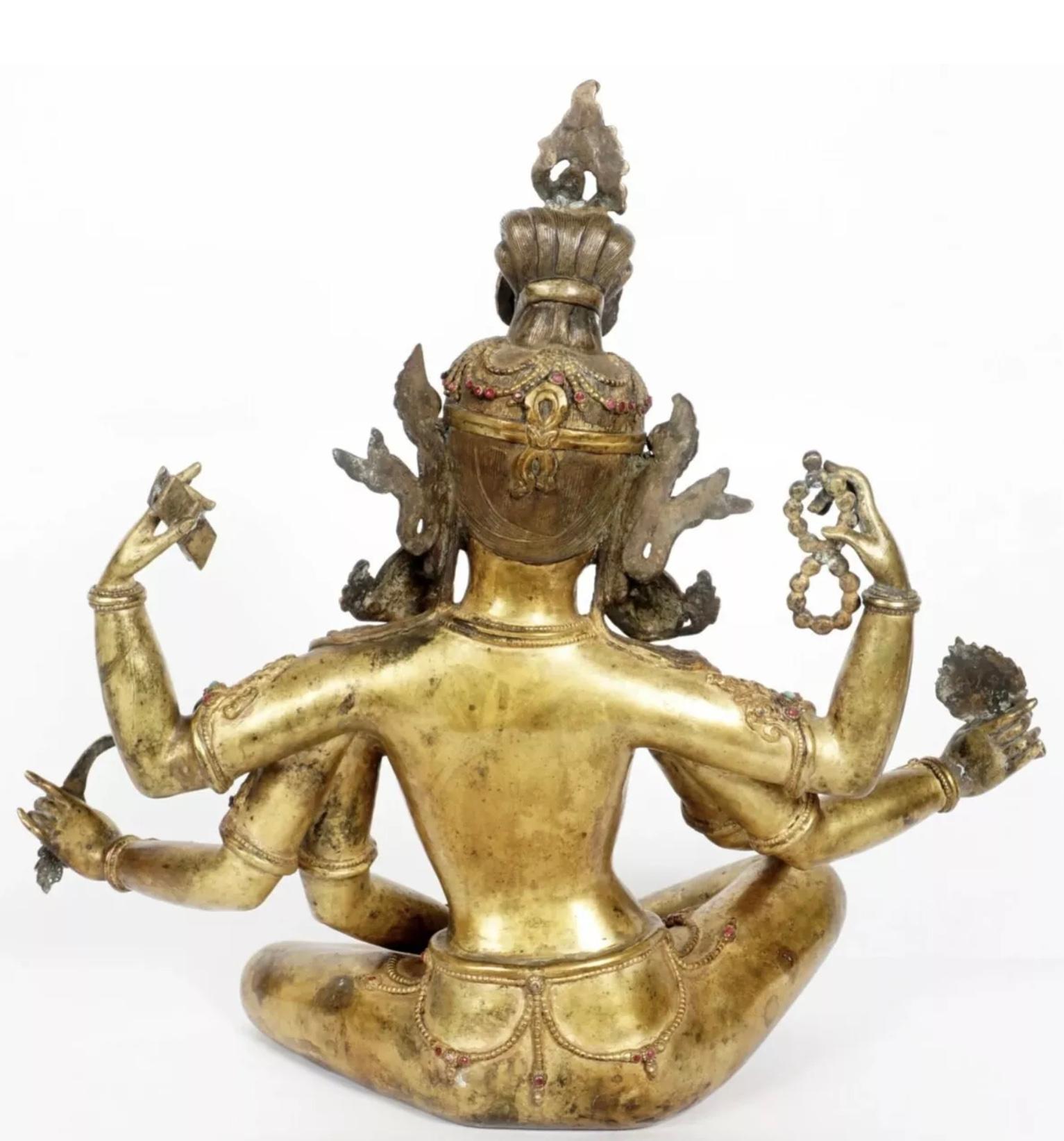 Large Chinese Nepalese Gilt Bronze Figure Vasudhara 5