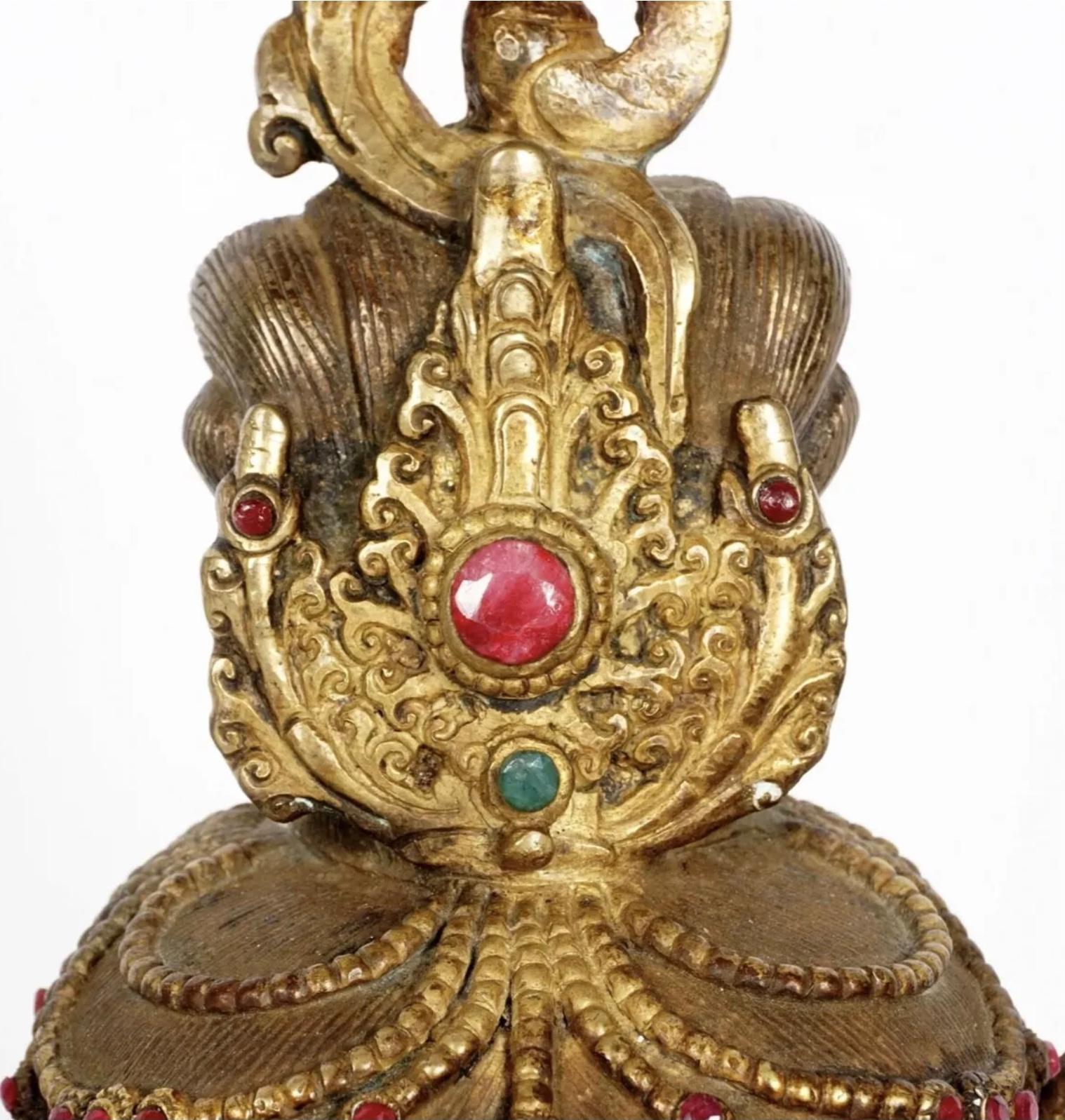 Tibetan Large Chinese Nepalese Gilt Bronze Figure Vasudhara