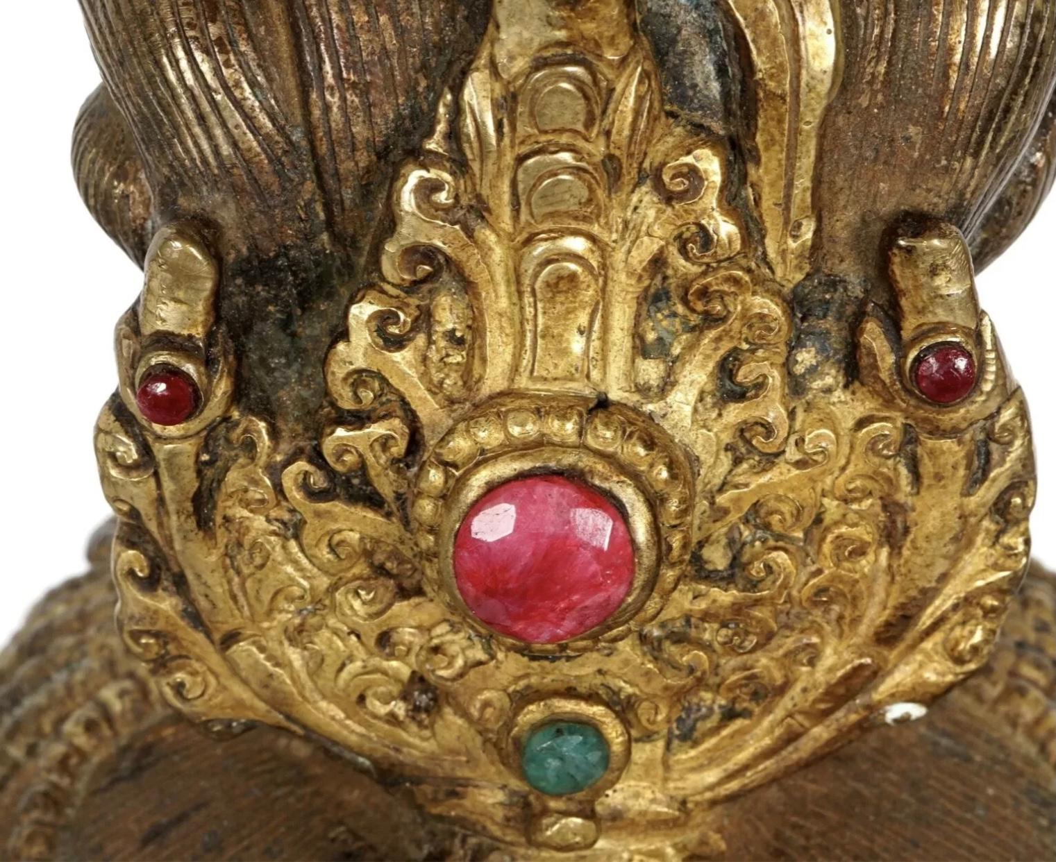 Large Chinese Nepalese Gilt Bronze Figure Vasudhara In Good Condition In Bradenton, FL