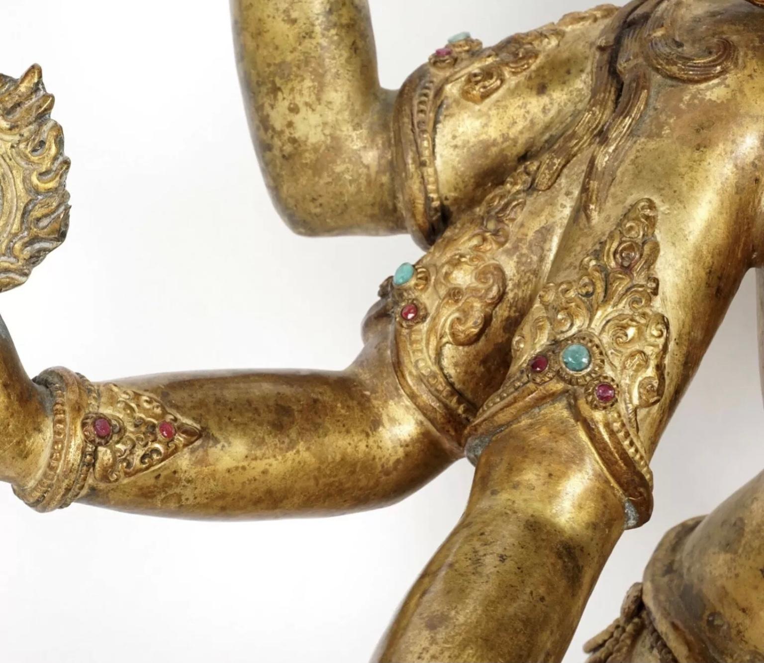 Large Chinese Nepalese Gilt Bronze Figure Vasudhara 1