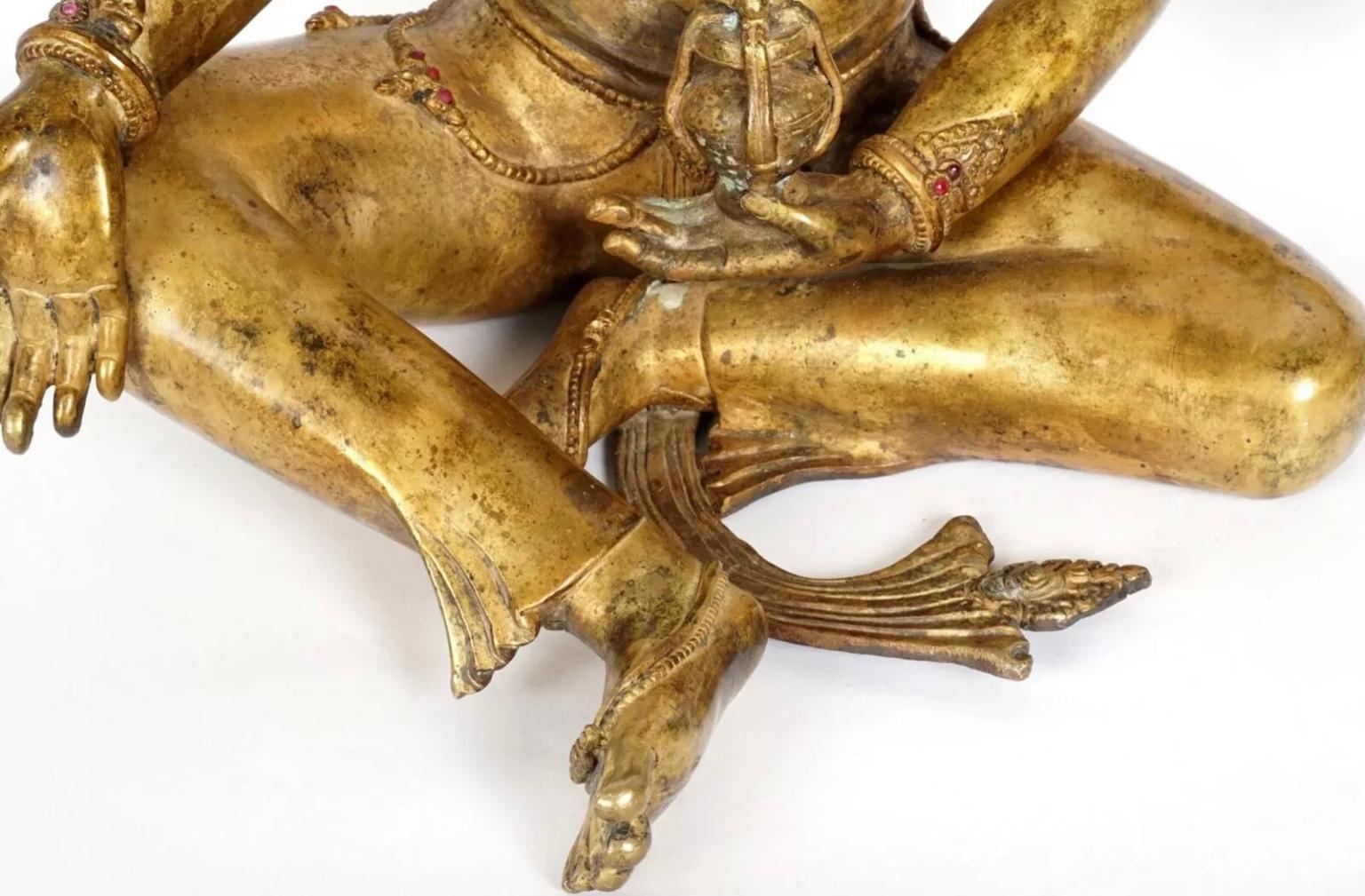 Large Chinese Nepalese Gilt Bronze Figure Vasudhara 2