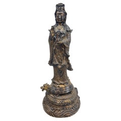 Grande figura originale cinese in bronzo di Guanyin