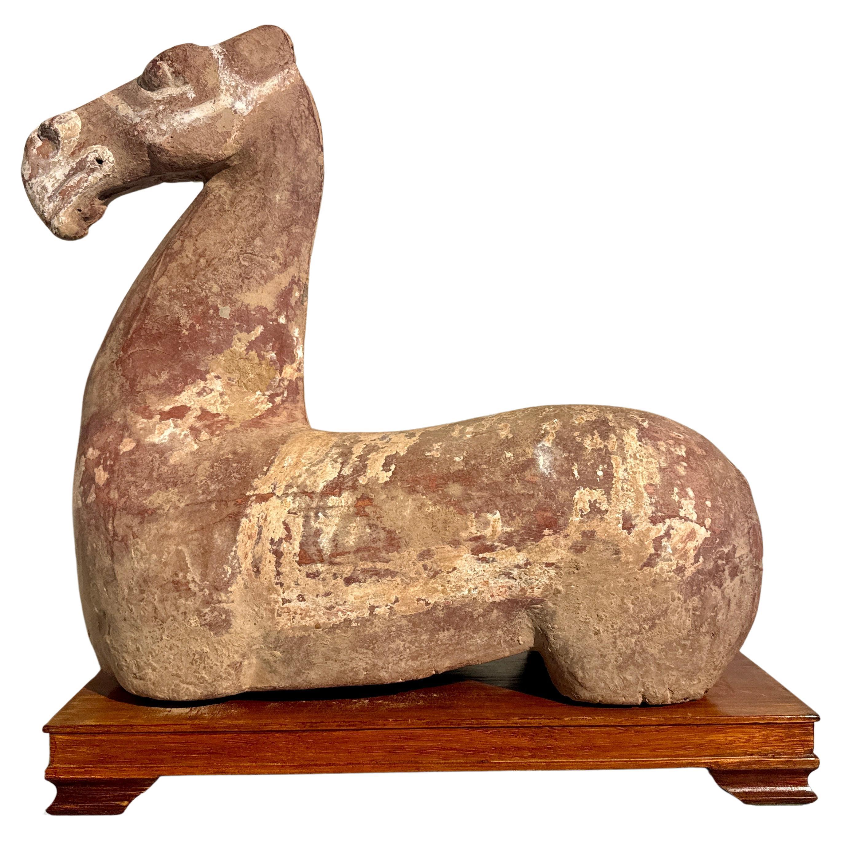 Large Chinese Painted Pottery Horse Torso, Han Dynasty, China