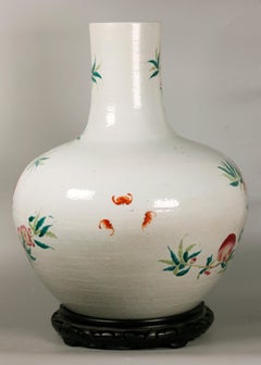 large Chinese peach motif porcelain bottle vase, 19th c.