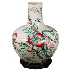 large Chinese peach motif porcelain bottle vase, 19th c.
