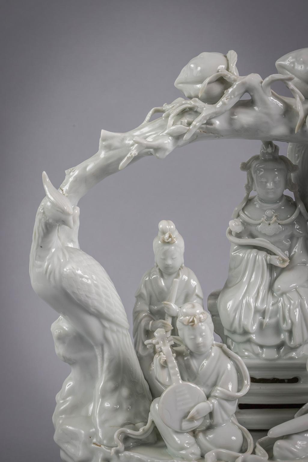 Large Chinese Porcelain Blanc De Chine Figural Group, Circa 1880 In Good Condition For Sale In New York, NY