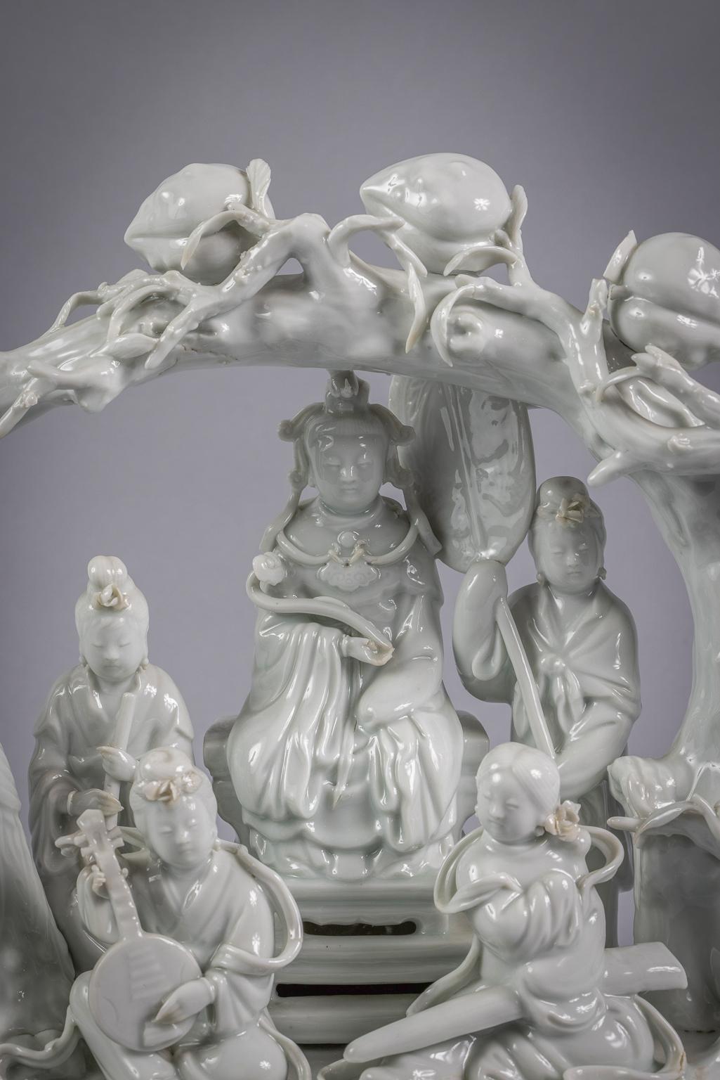 Late 19th Century Large Chinese Porcelain Blanc De Chine Figural Group, Circa 1880 For Sale