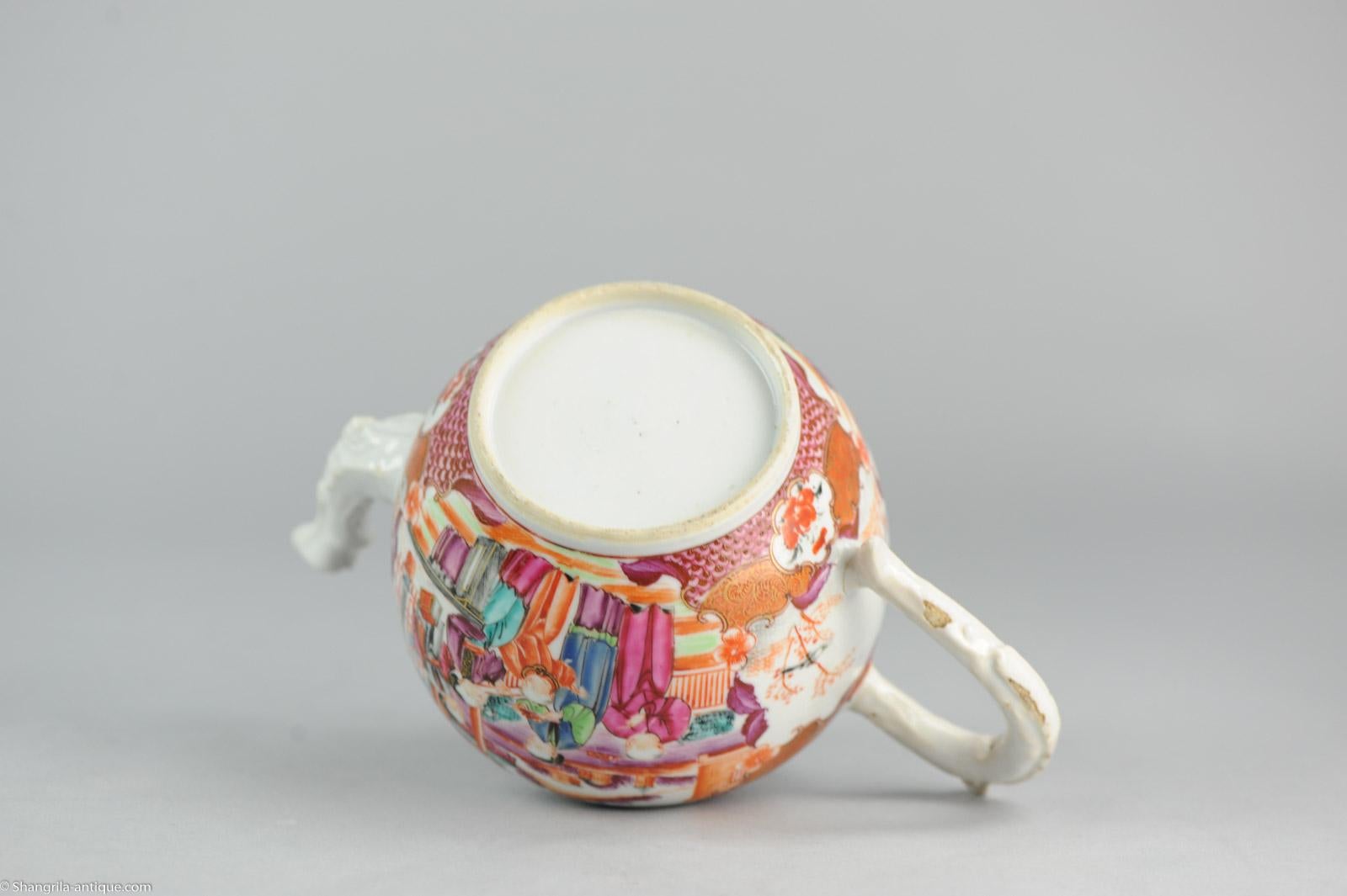 Large Chinese Porcelain circa 1750 Tea Pot Mandarin Famille Rose Museum Piece 6