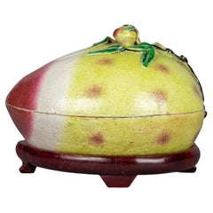 Large Chinese Porcelain Famille Rose Compartmentalized Pomegranate Box, ca. 1890