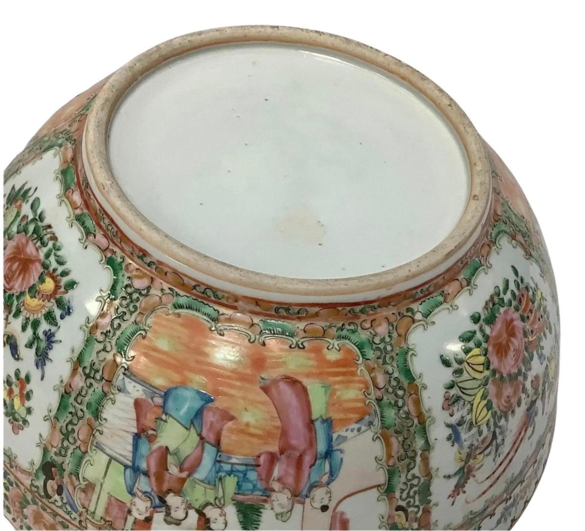 Large Chinese Porcelain Famille Rose Medallion Punchbowl #11 1