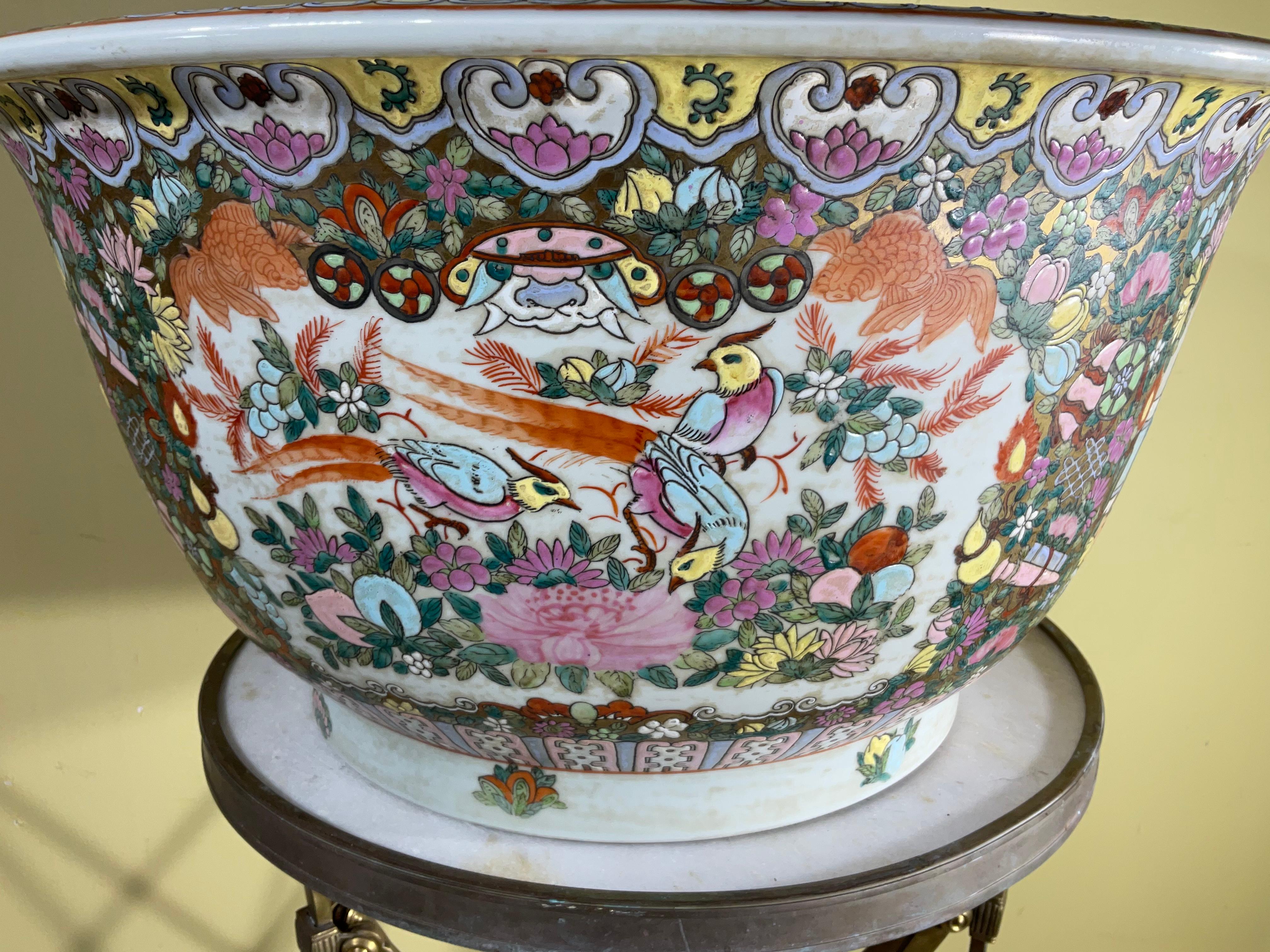Large Chinese Porcelain Fish Bowl Planter For Sale 5