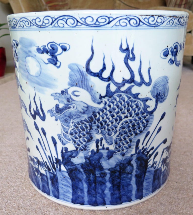 Large Chinese Porcelain Jardiniere or Planter Jar Blue and White, hand painted For Sale at 1stDibs Large Chinese Porcelain... 