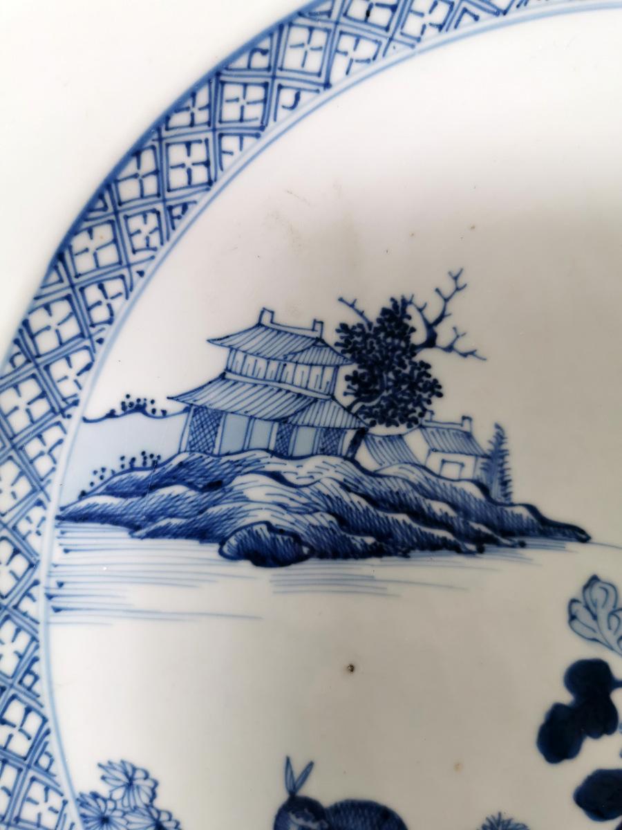 Qing Dynasty Chinese Large Porcelain Plates/Trays Cobalt Blue Hand Painted 2