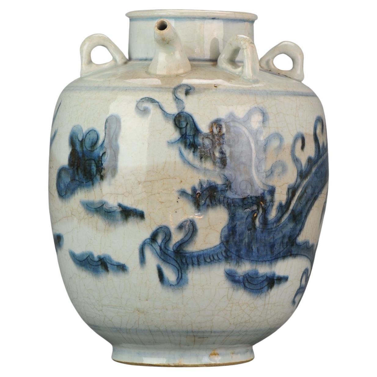 Grande cesto d'acqua cinese in porcellana stile Swatow Dragons, XIX secolo in vendita