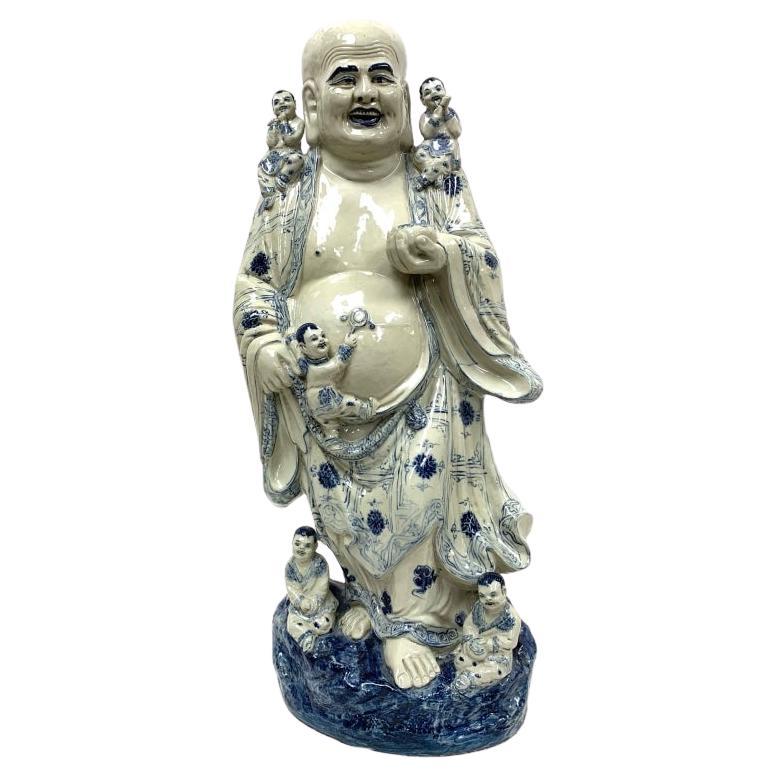 Large Chinese Pottery Budai Happy Buddha Sculpture
