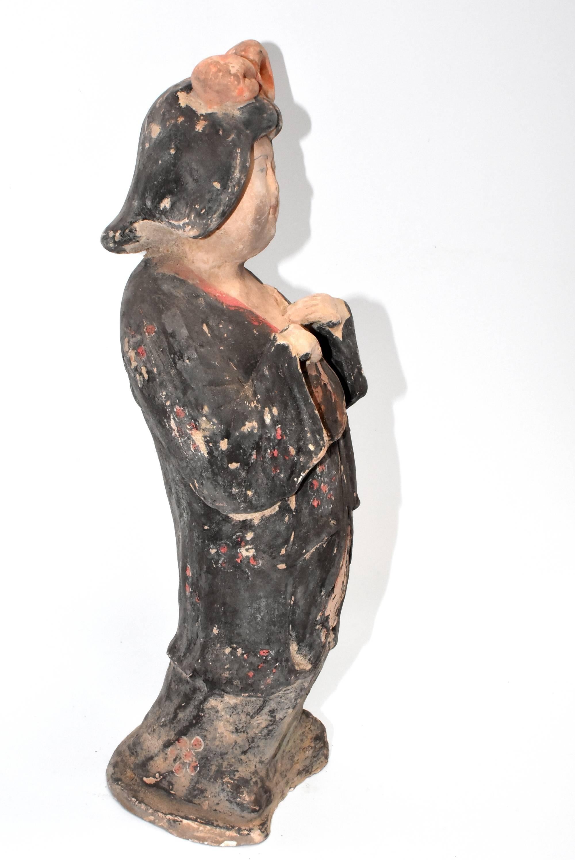 Large Chinese Pottery Court Lady, Tang Style 9