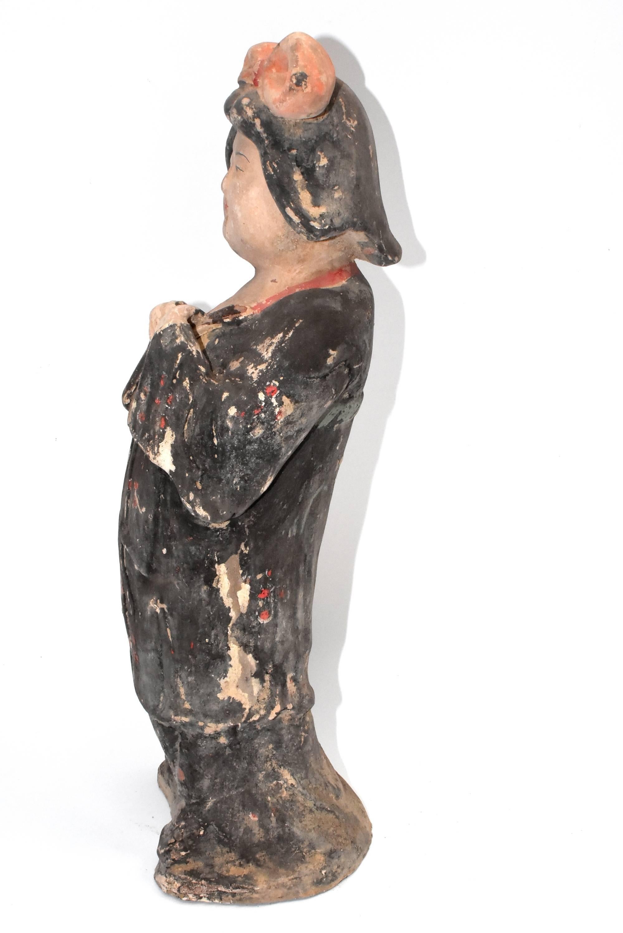 Large Chinese Pottery Court Lady, Tang Style 10