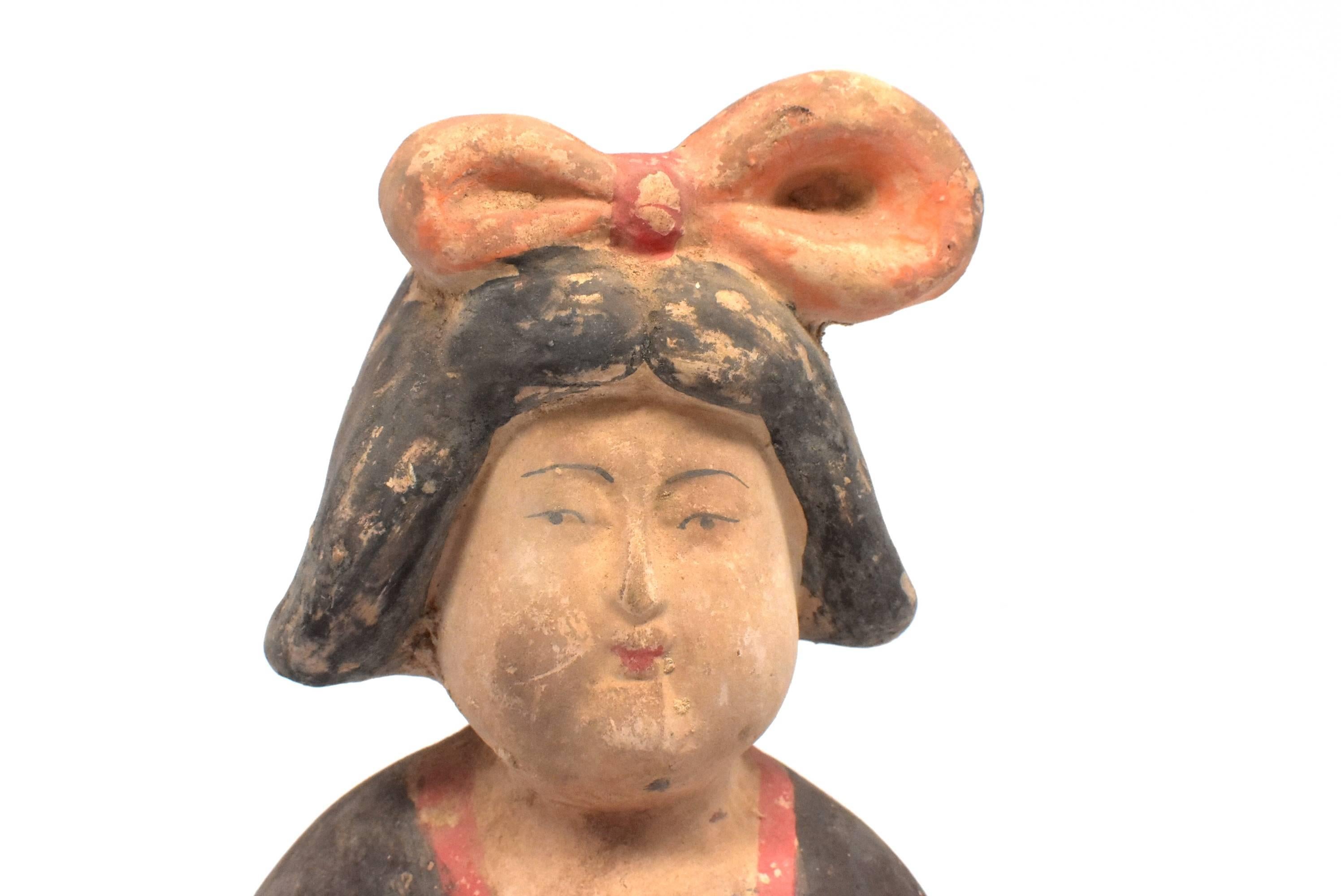 Hand-Painted Large Chinese Pottery Court Lady, Tang Style