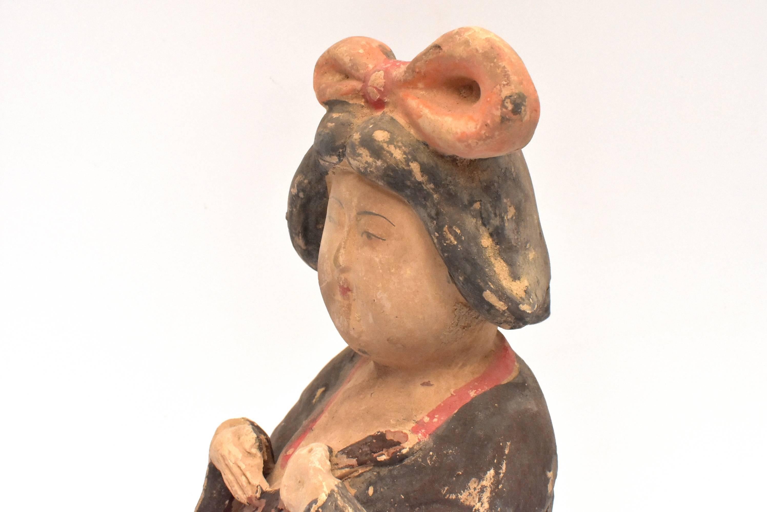 Large Chinese Pottery Court Lady, Tang Style 1