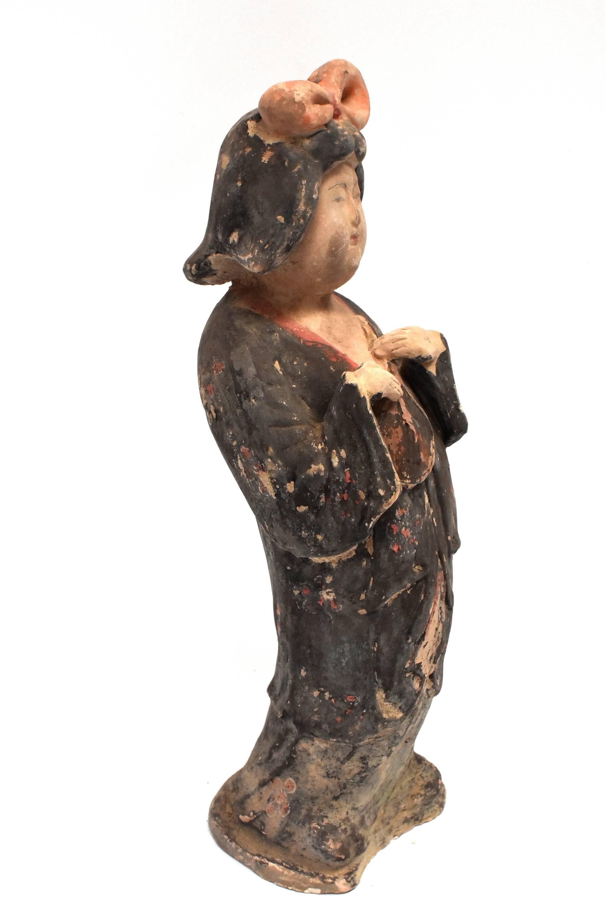 Large Chinese Pottery Court Lady, Tang Style 4