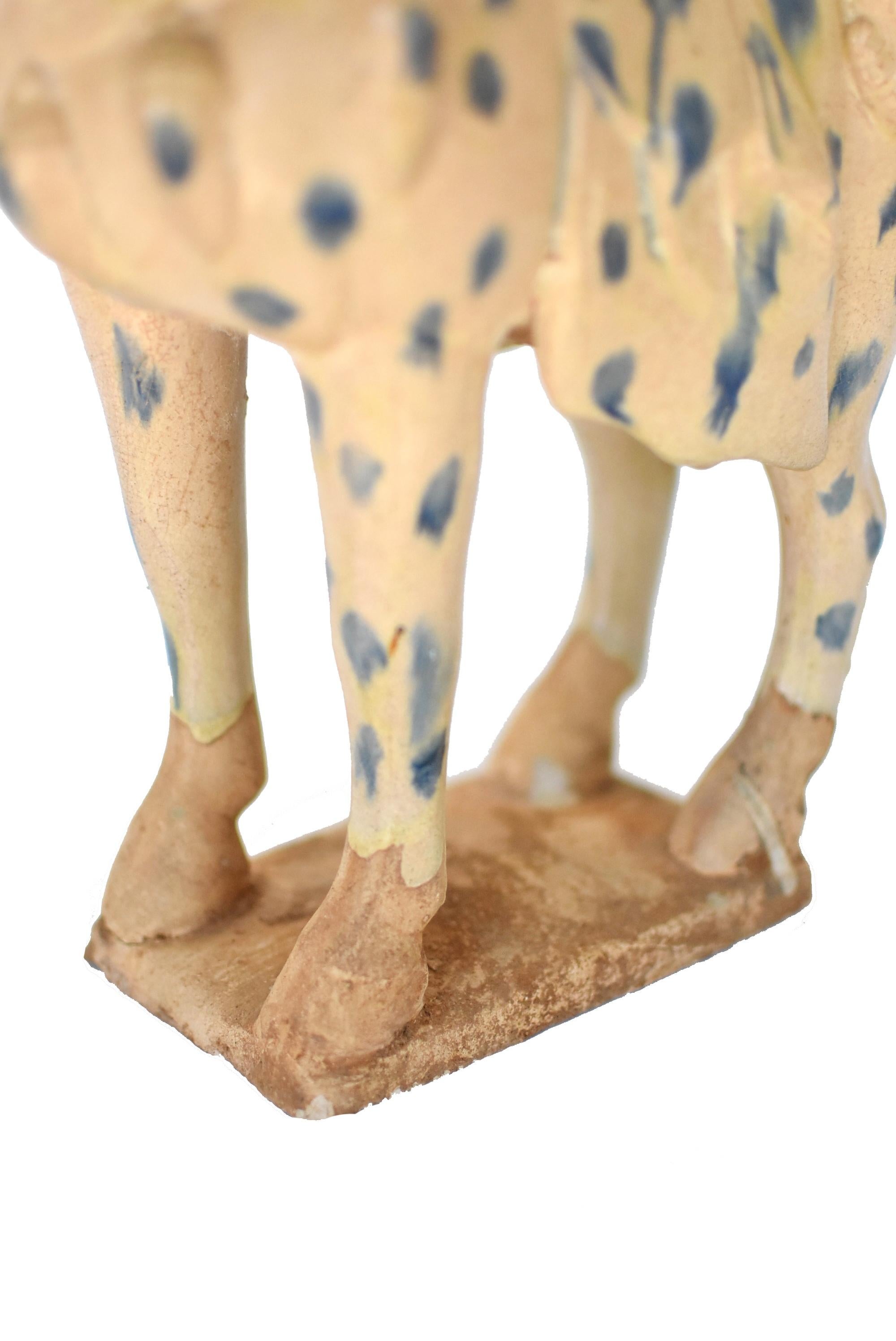 Large Chinese Pottery Stallion Horse, with Blue Spots 7