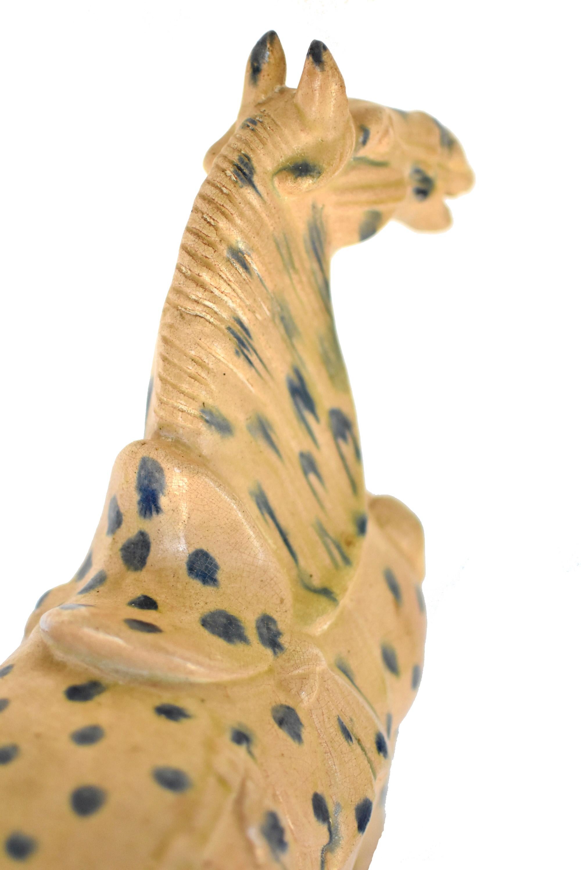 Large Chinese Pottery Stallion Horse, with Blue Spots 10