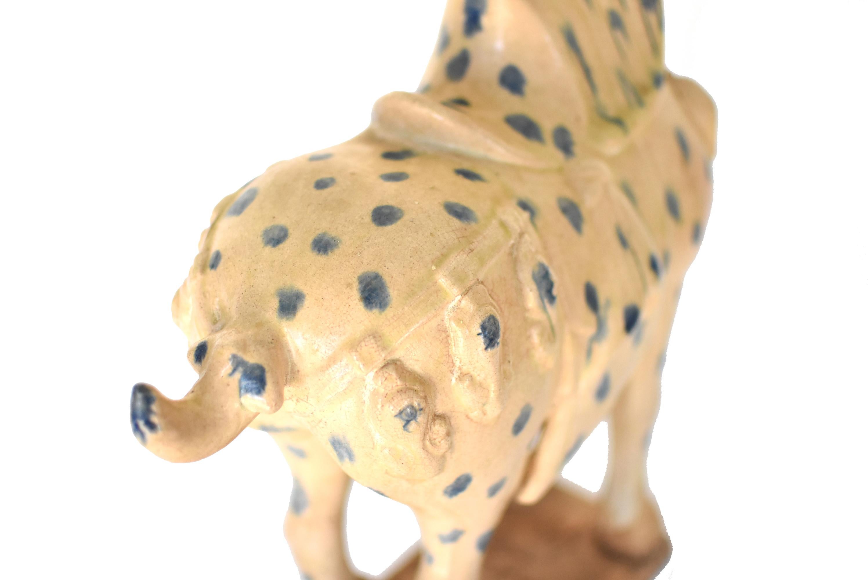Large Chinese Pottery Stallion Horse, with Blue Spots 11