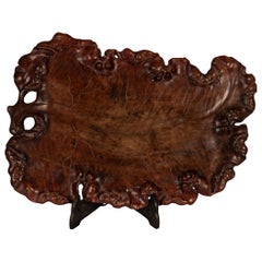 Large Chinese Qing Carved Boxwood Root Platter