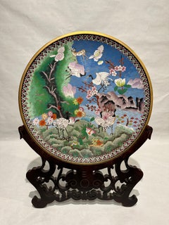 Large Chinese Enamel Bronze Cloisonne Charger