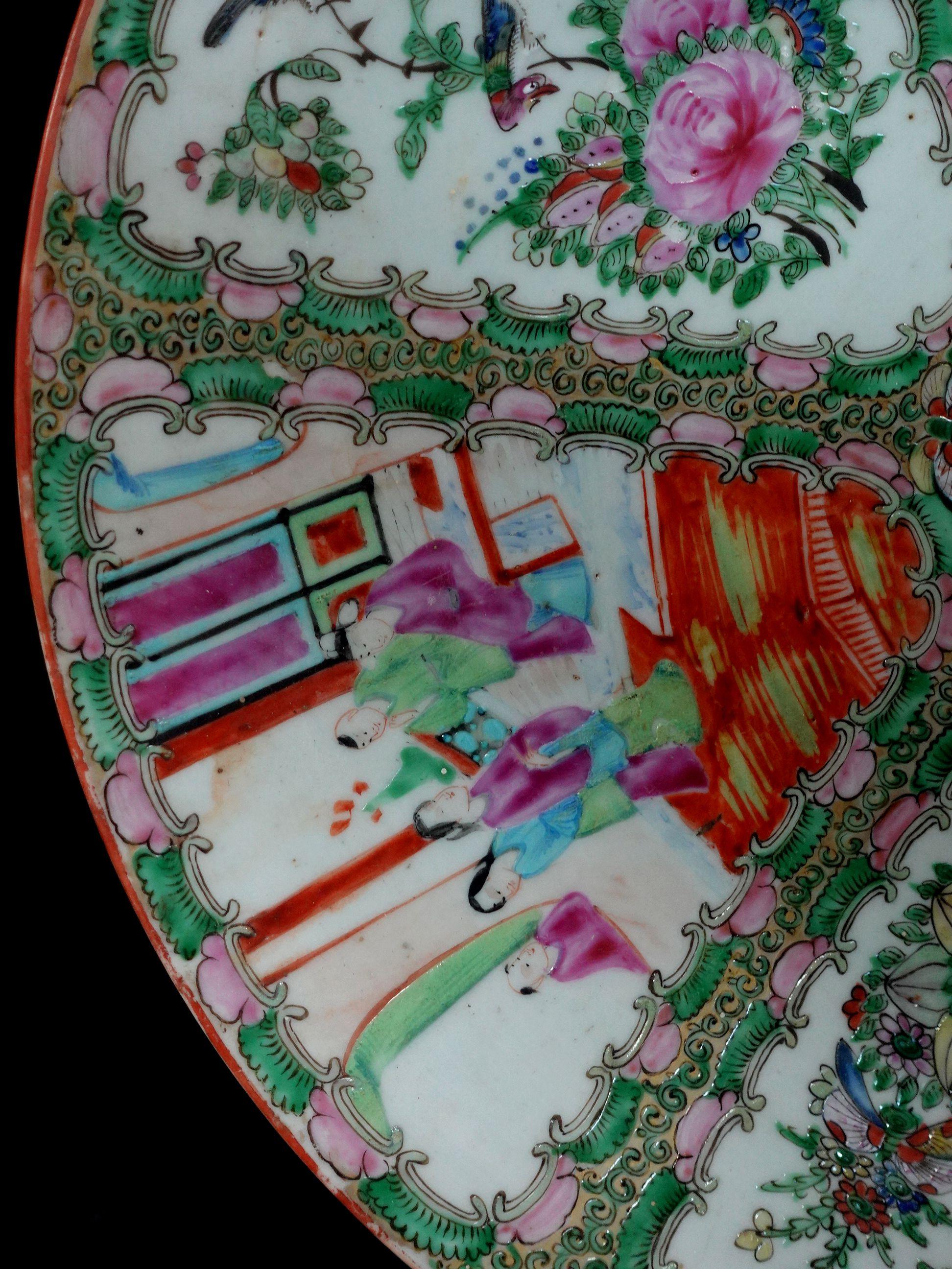 Large Chinese Rose Medallion Porcelain Plate, Ric 057 For Sale 2