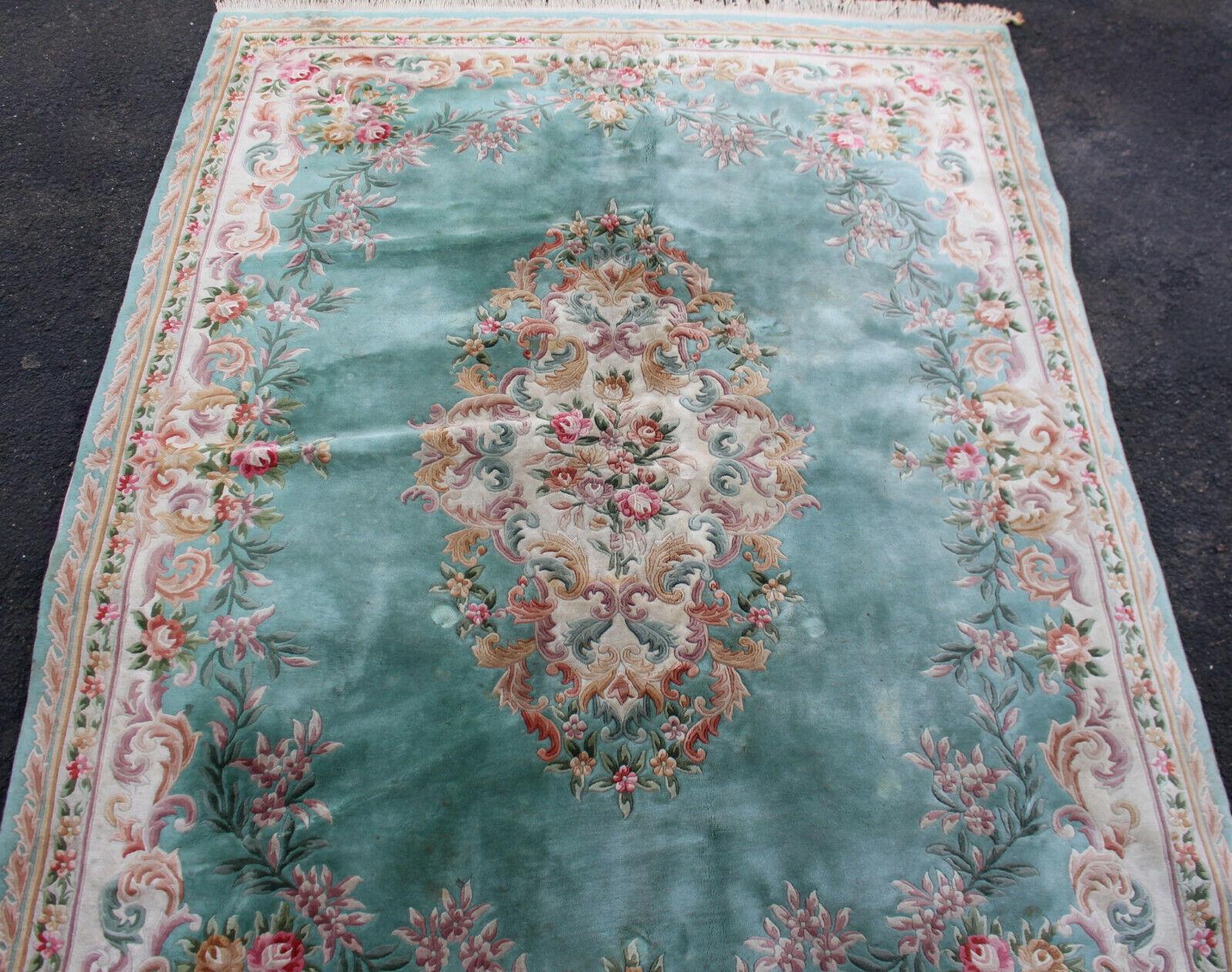 Large Chinese Rug Aubusson Carpet Savonnerie Thick Wool Pile In Good Condition For Sale In Newcastle upon Tyne, GB
