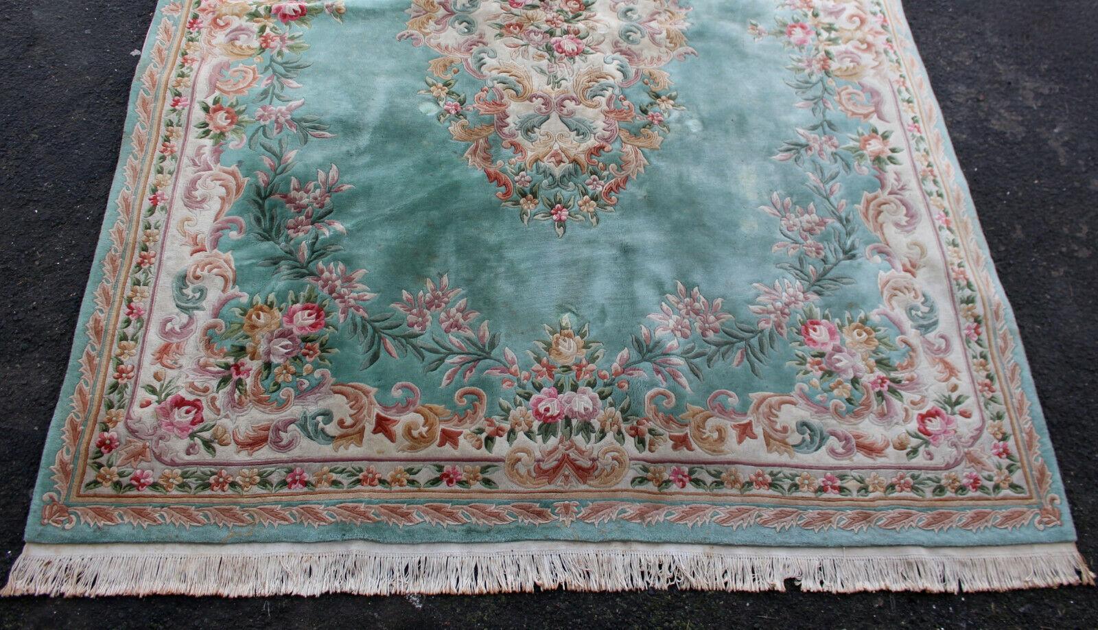20th Century Large Chinese Rug Aubusson Carpet Savonnerie Thick Wool Pile For Sale