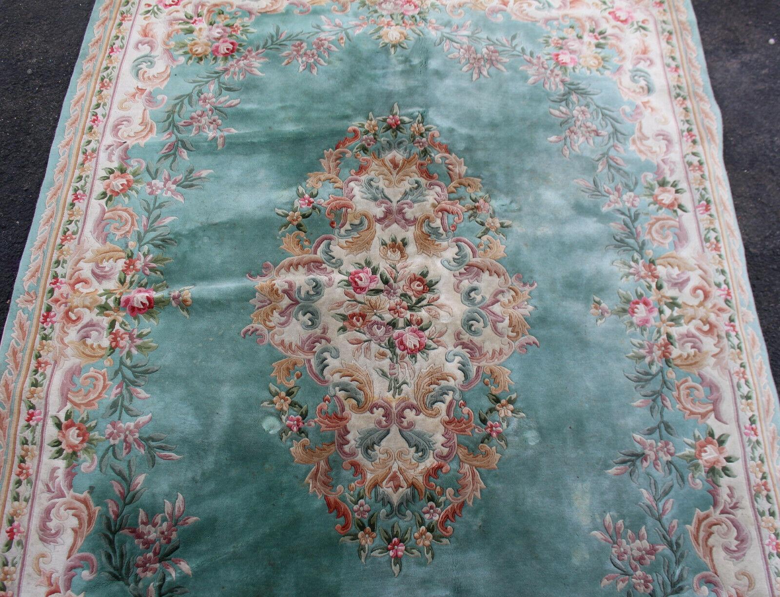 Large Chinese Rug Aubusson Carpet Savonnerie Thick Wool Pile For Sale 2
