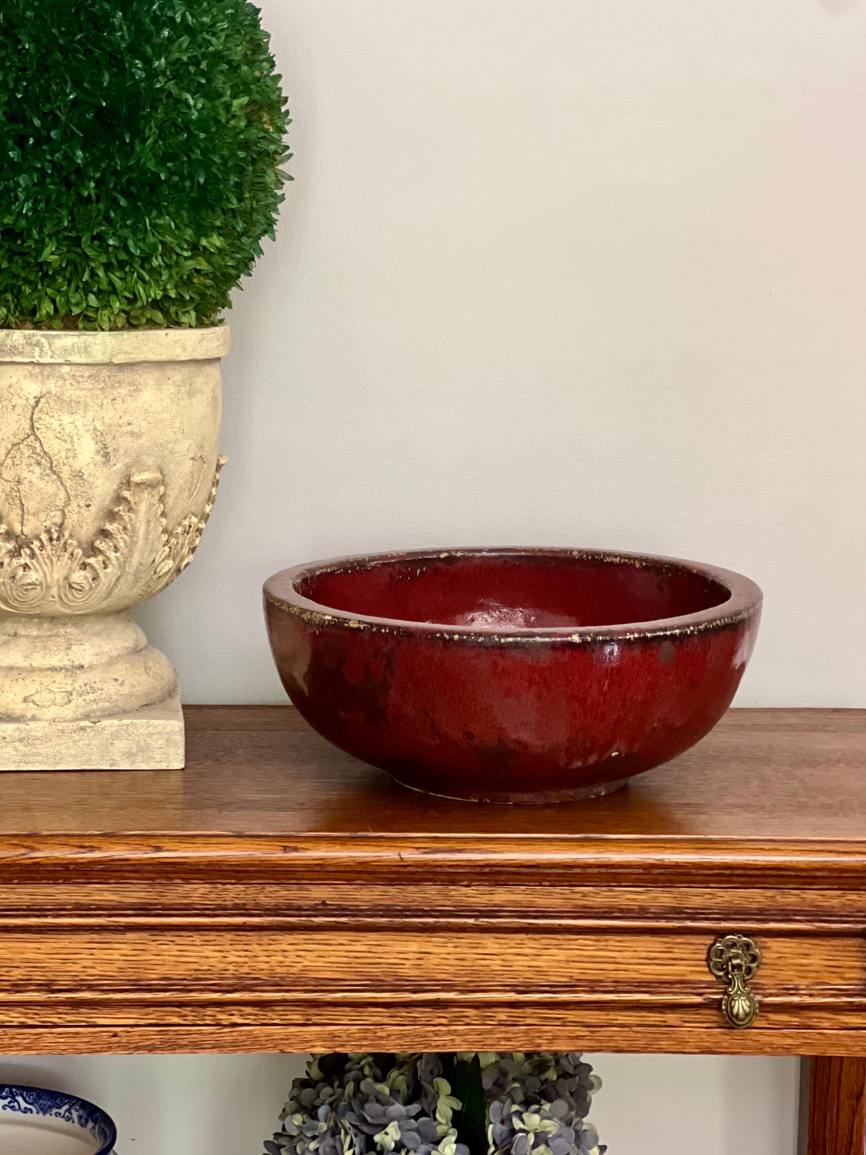 Large Chinese Sang de Boeuf Bowl, 20th Century, Signed For Sale 5