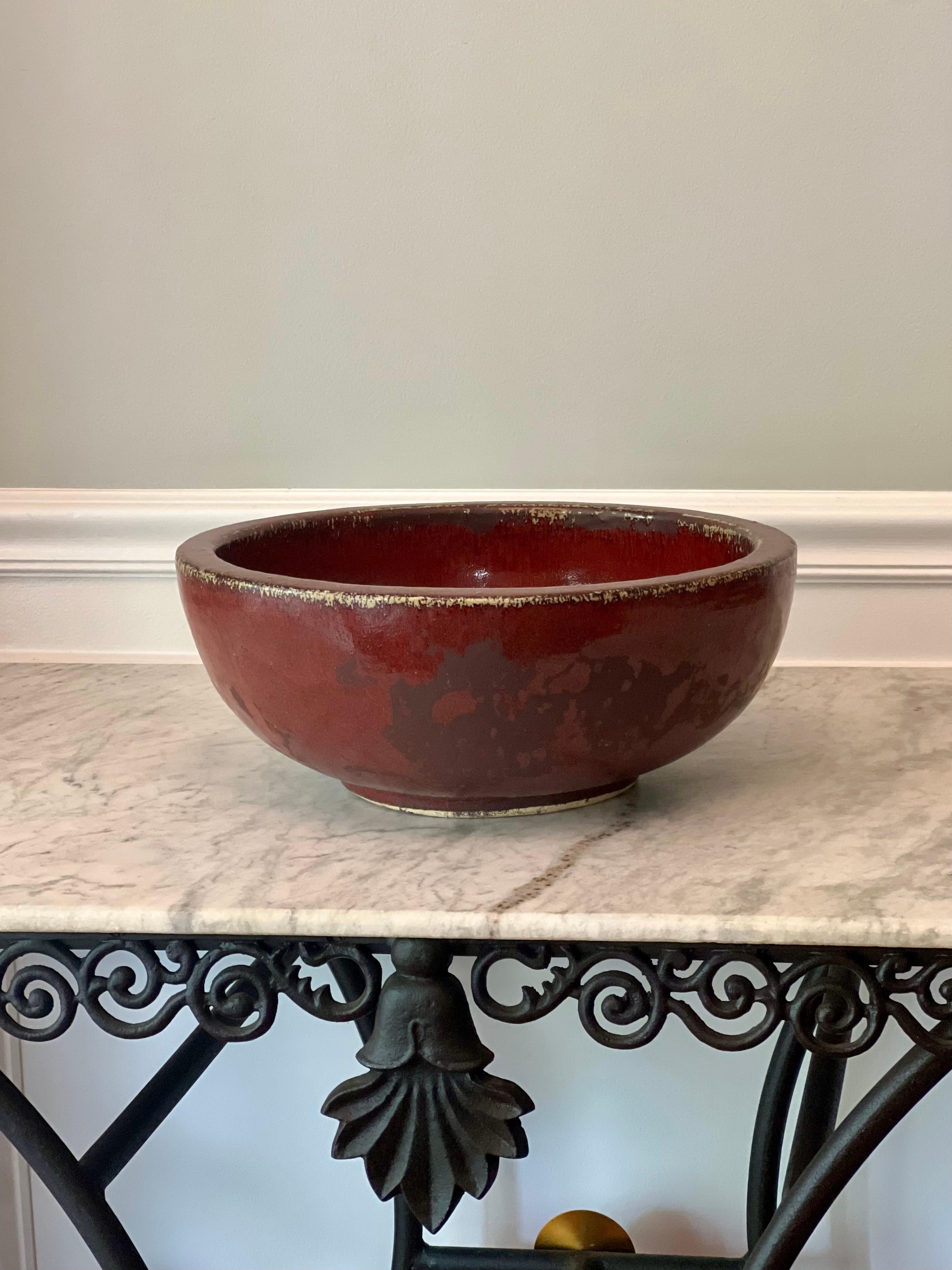 Large Chinese Sang de Boeuf Bowl, 20th Century, Signed For Sale 6