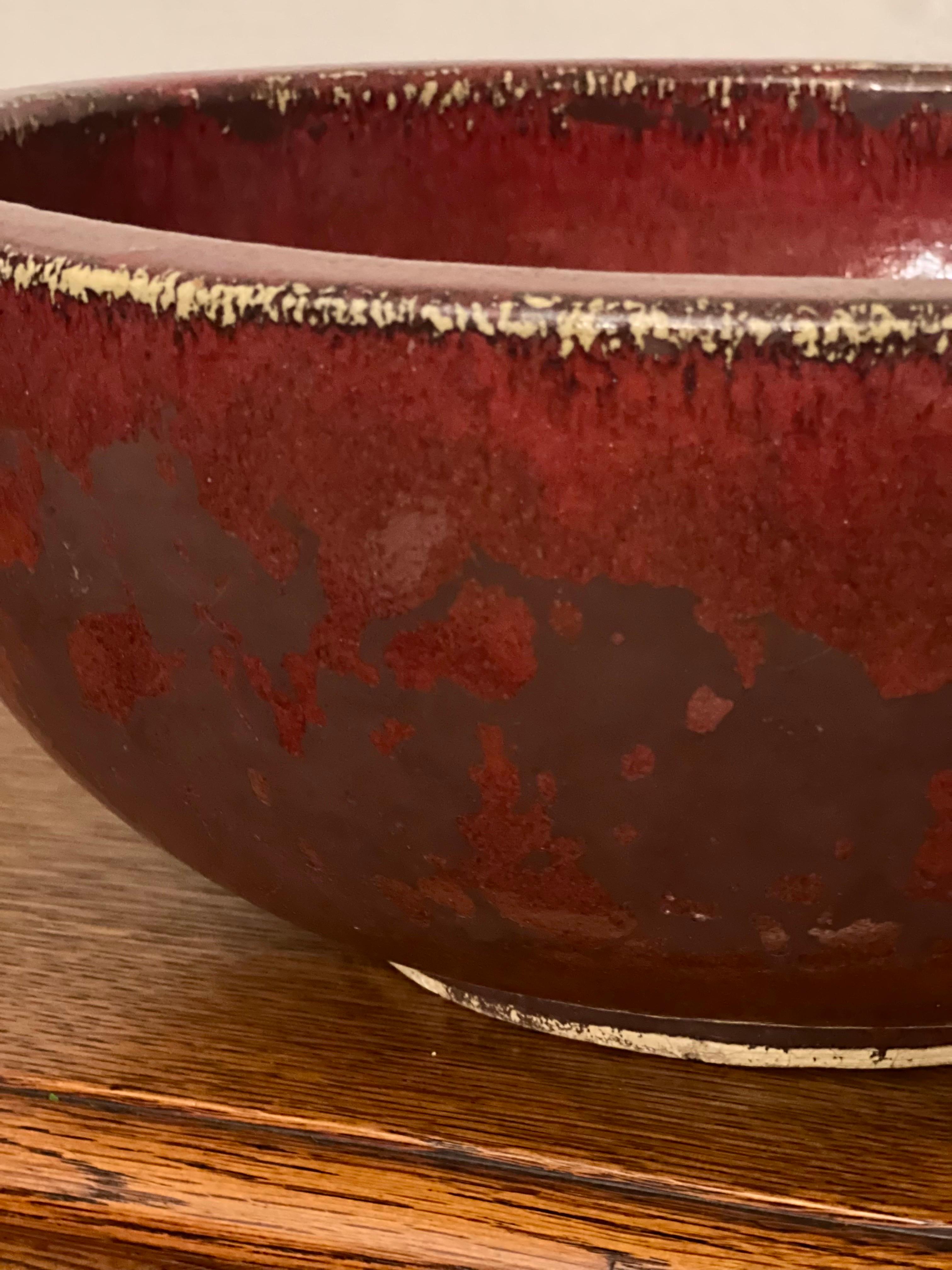 Large Chinese Sang de Boeuf Bowl, 20th Century, Signed For Sale 1