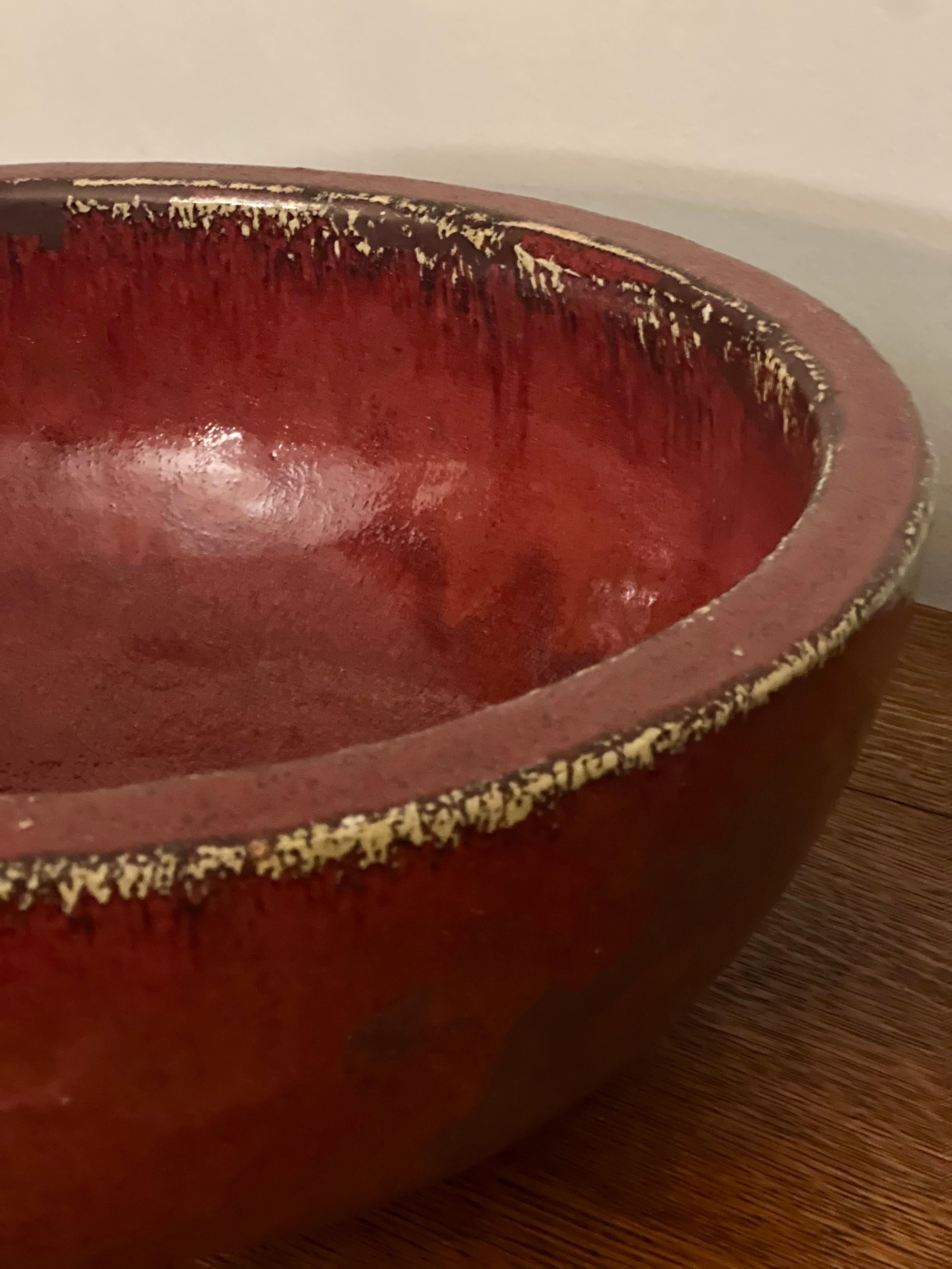 Large Chinese Sang de Boeuf Bowl, 20th Century, Signed For Sale 2