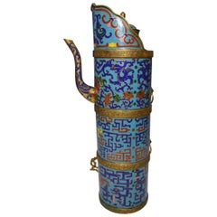 Antique Large Chinese Sino Tibetan Cloisonné Tea Pot Vessel 中国藏族古董