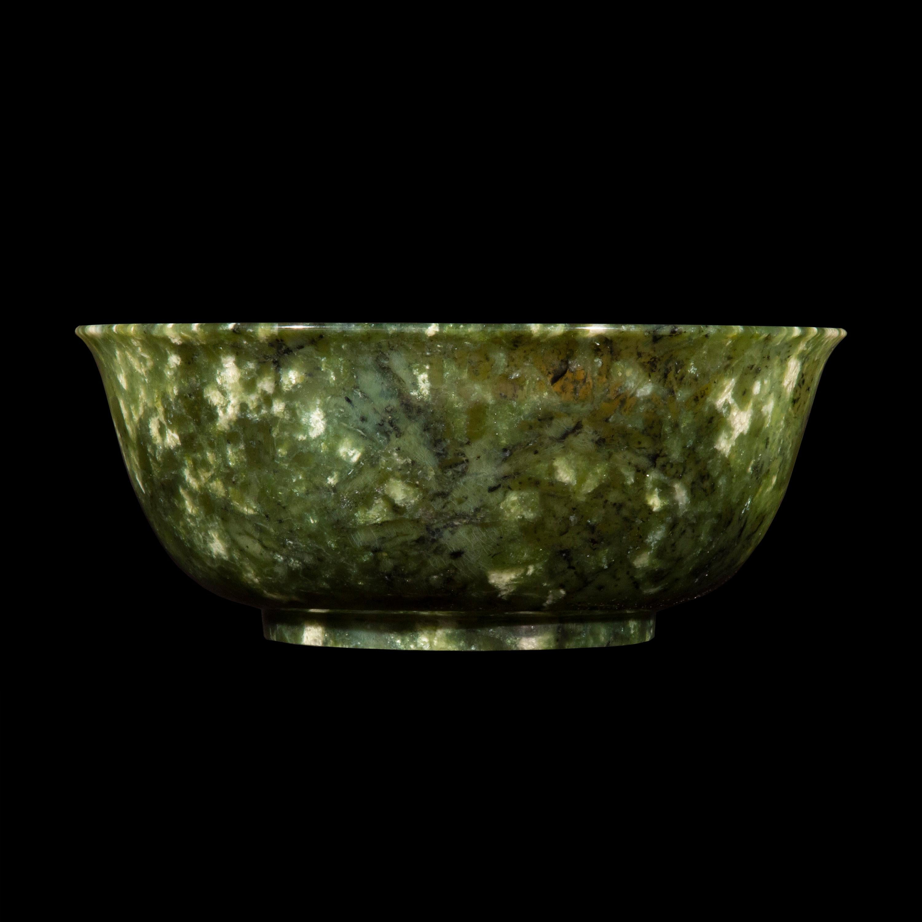 Large Chinese Spinach Green Jade Bowl 4