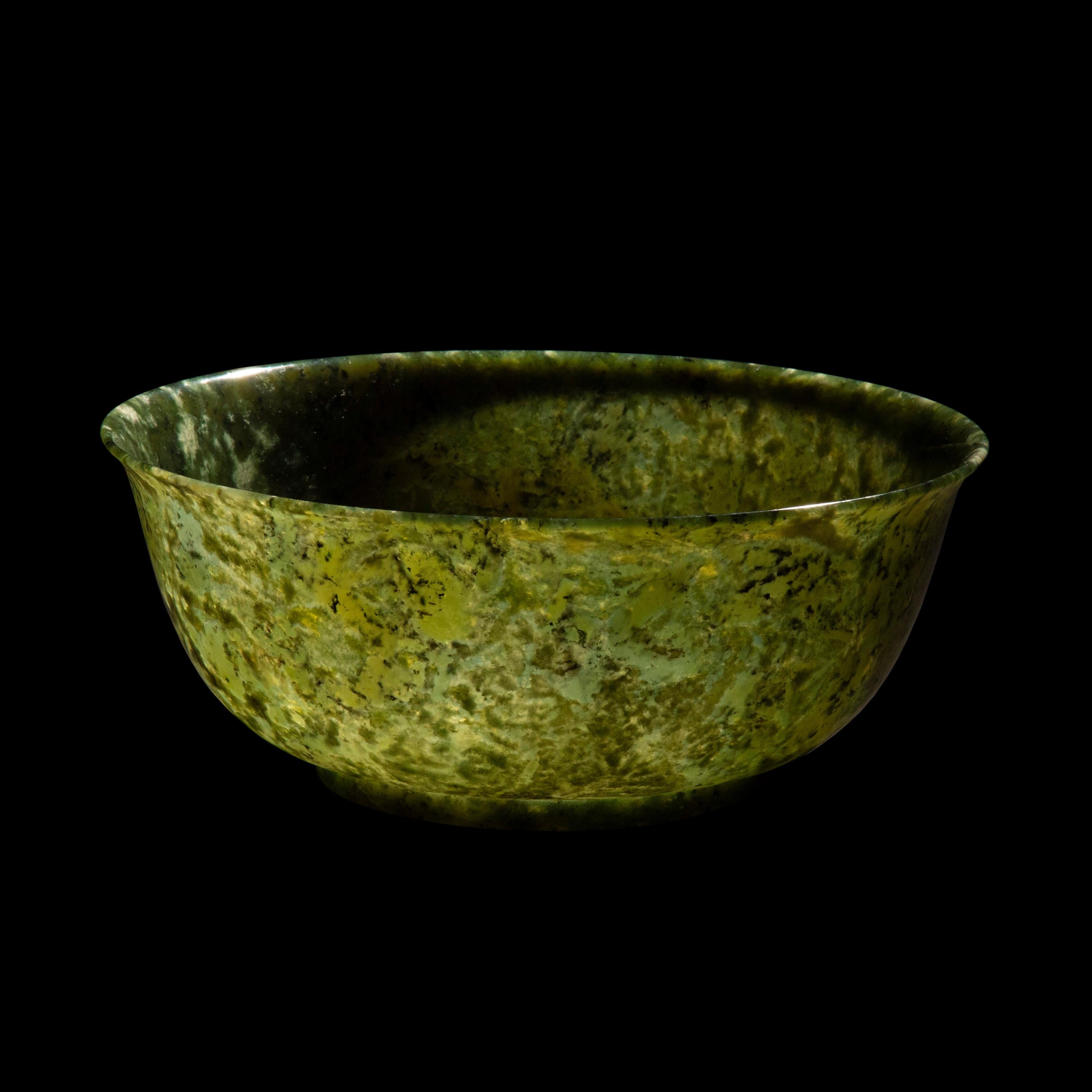 Large Chinese Spinach Green Jade Bowl 5
