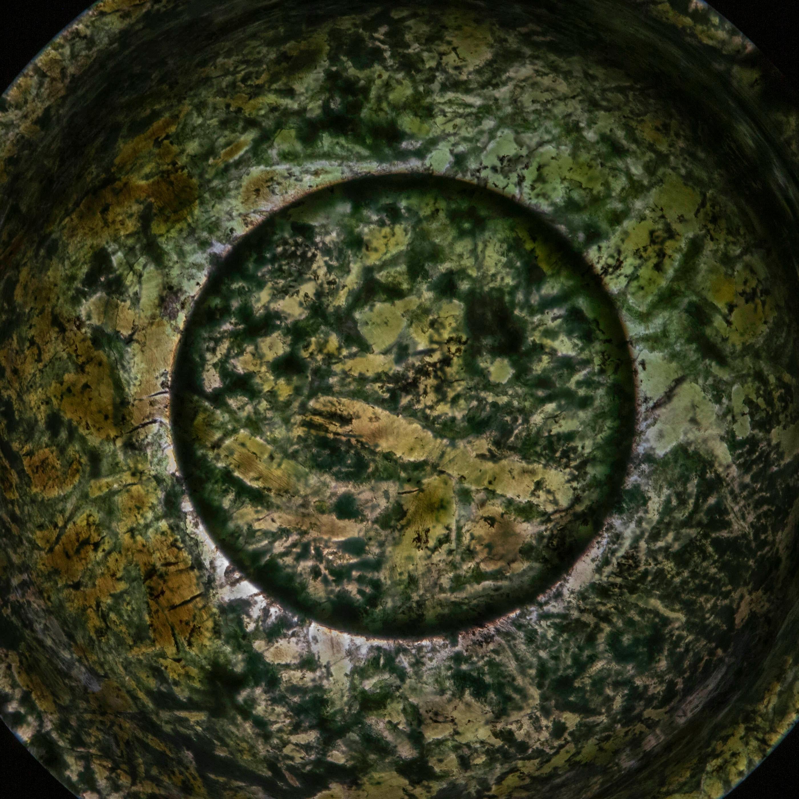 20th Century Large Chinese Spinach Green Jade Bowl
