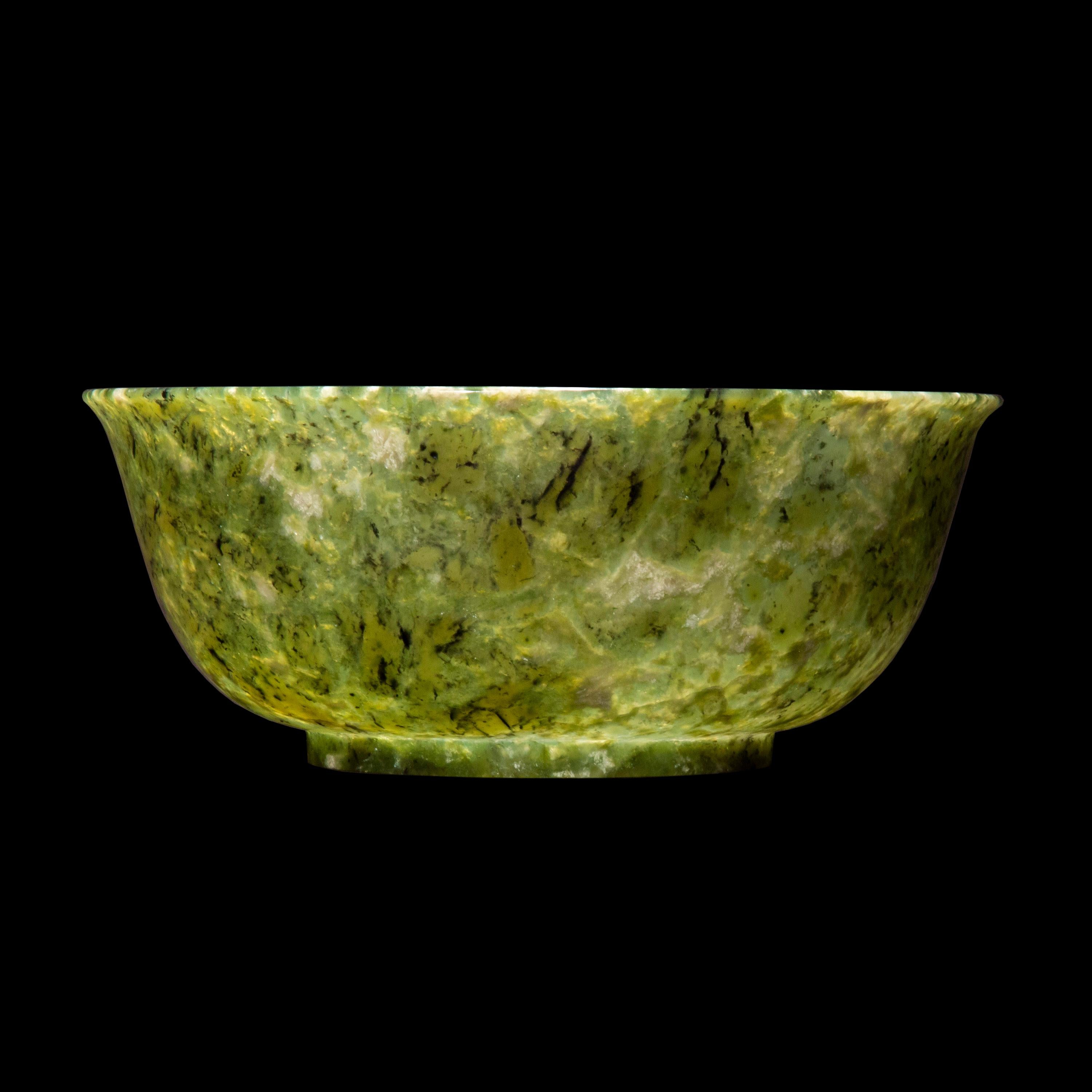 Large Chinese Spinach Green Jade Bowl 2