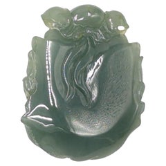 Large Chinese Suzhou Carved Jadeite Zhong Kui Demon Queller Pendant A-Grade