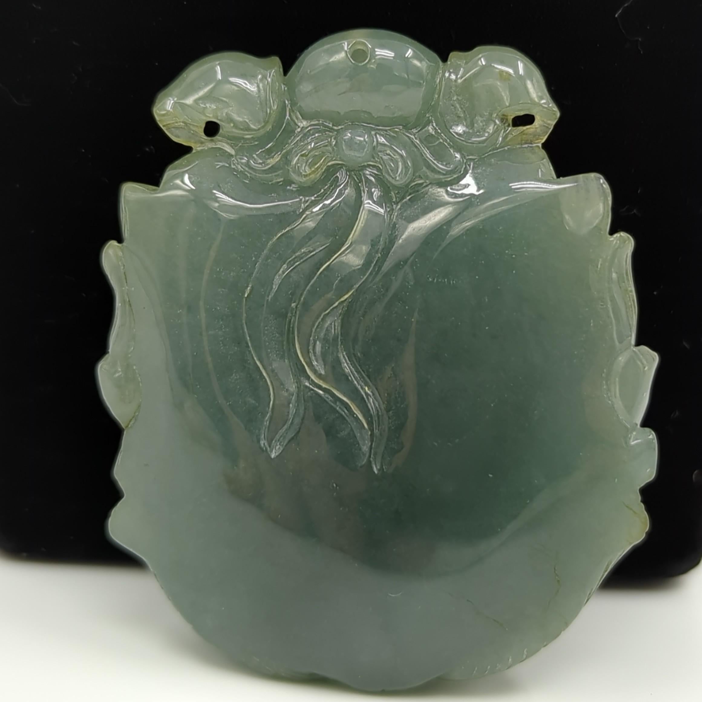 Women's or Men's Large Chinese Suzhou Carved Jadeite Zhong Kui Demon Queller Pendant A-Grade For Sale