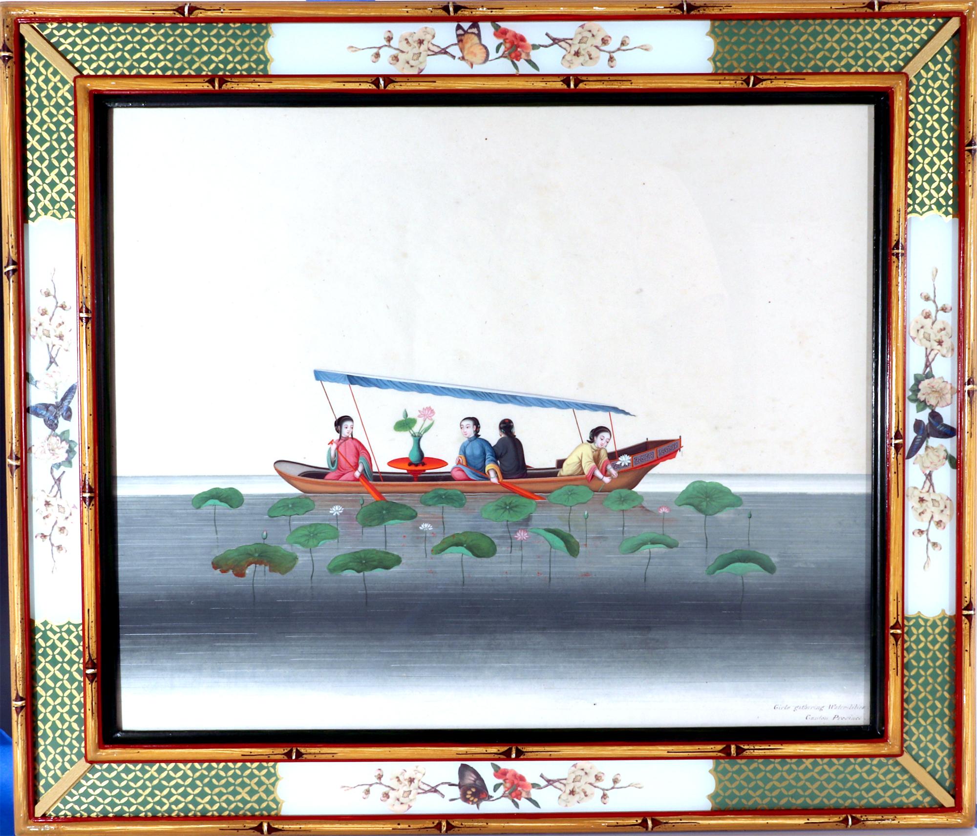 Large Chinese Watercolors on European Paper of Junks and Sampans 6